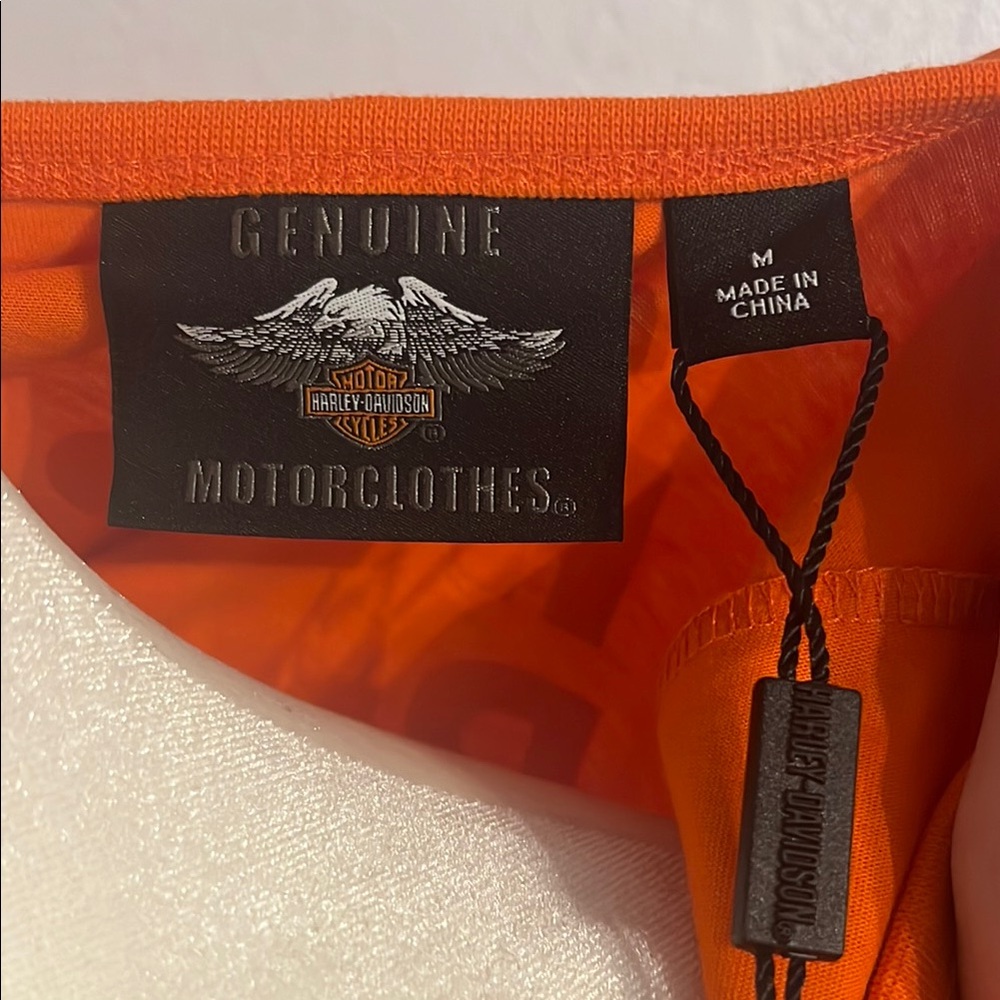 NWT Harley-Davidson Orange Longsleeve Henley Shirt with Button front Sz M - Picture 11 of 11